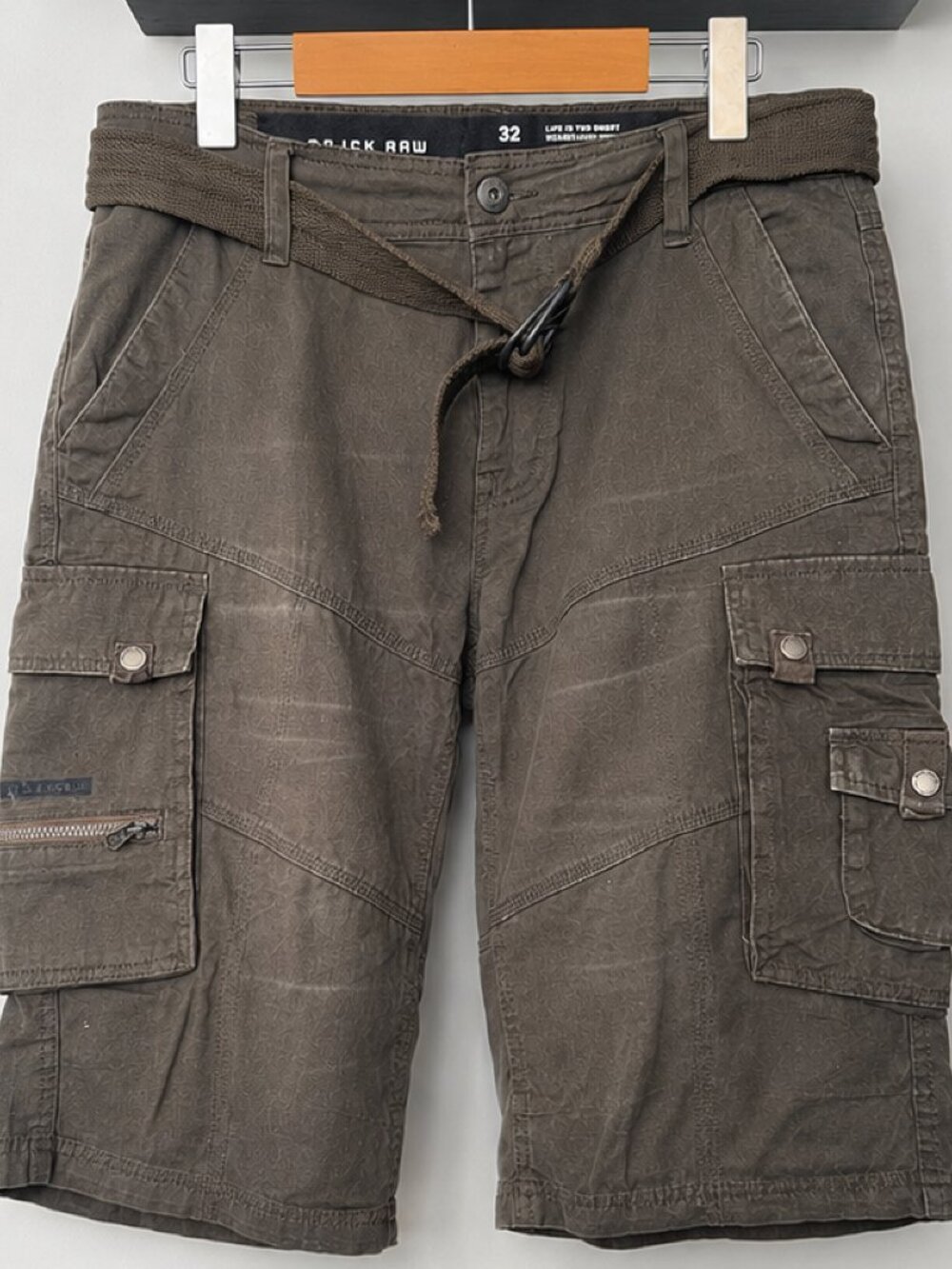 PROJEK RAW Cargo Utility Shorts Men’s 32 Brown Distressed Hiking Outdoor